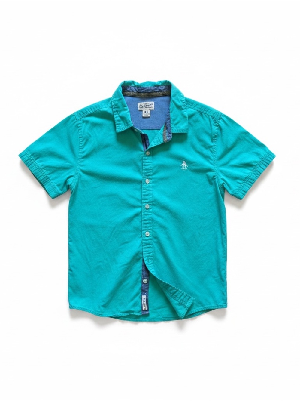 (Boys) Original Penguin Short-Sleeve Button-Down Shirt - Teal